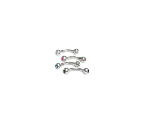 Stainless Steel Curved Barbell W/ Gem