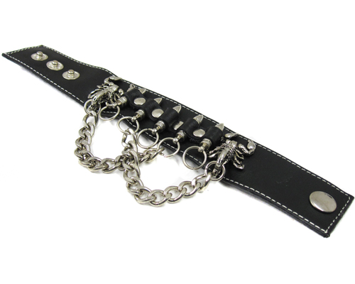 Black Leather Cuff (Design C4)